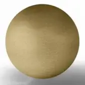 Golden sphere rendering, matte finish, uniform color, soft shadow, smooth surface, isolated on white background, digital representation.